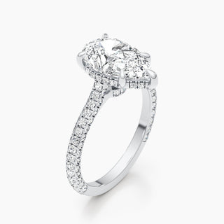 Bague de fiançailles avec diamants sertis pavé et halo caché en forme de poire de 1,50 à 3,50 ct