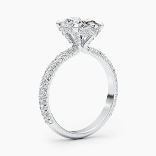 Bague de fiançailles avec diamants ovales pavés E-VS de 2,81 ct