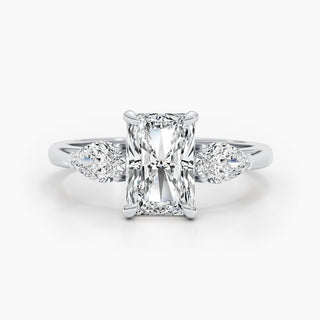 2.24 CT Radiant F- VS 3 Stones Diamond Engagement Ring