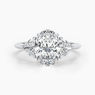 Bague de fiançailles avec diamant ovale à 3 pierres de 1,50 à 3,50 ct