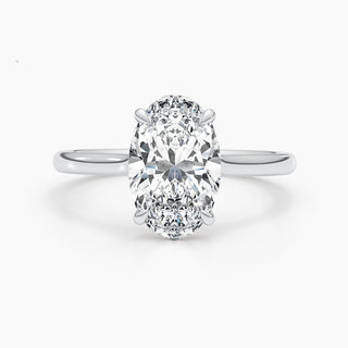 Bague de fiançailles avec diamant ovale de 2,50 à 3,50 ct avec monture halo cachée