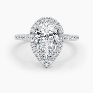 1.50-3.50CT Pear Diamond Engagement Ring With Halo & Pave Setting