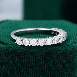 0.78 CT Round Moissanite Half Eternity Wedding Band