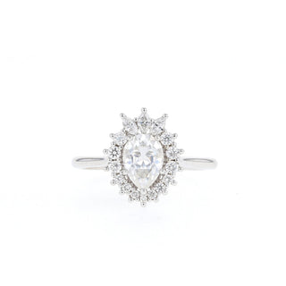 1.25ct Pear Cluster Moissanite Diamond Solitaire Engagement Ring