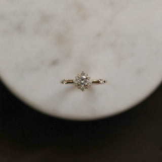 0.50CT Round Halo Moissanite Pave Diamond Engagement Ring