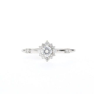 0.50CT Round Halo Moissanite Pave Diamond Engagement Ring - ELITE CARAT