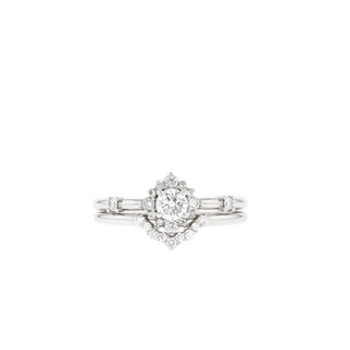 0.22 CT Round Cut Halo Moissanite Bridal Ring Set