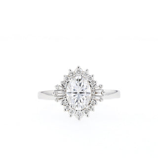 1.20CT Oval Cluster Moissanite Diamond Solitaire Engagement Ring