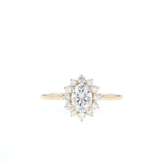 Bague de fiançailles avec diamants Moissanite ovale halo sertis cathédrale de 1,33 ct 