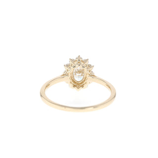 Bague de fiançailles avec diamants Moissanite ovale halo sertis cathédrale de 1,33 ct 