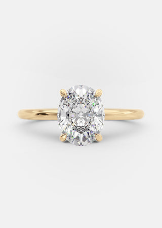 Bague de fiançailles solitaire en or jaune 18 carats avec diamant moissanite ovale à quatre griffes de 1,50 ct 