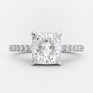 3.25 CT Cushion Solitaire & Pave Moissanite Engagement Ring