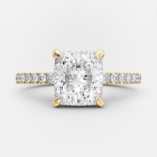 3.25 CT Cushion Solitaire & Pave Moissanite Engagement Ring