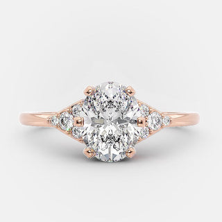 Bague de fiançailles solitaire en or massif avec diamant moissanite ovale de 1,0 ct