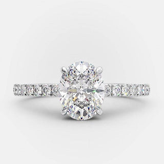 1.0ct Oval Cut Moissanite Diamond Hidden Halo Engagement Ring - ELITE CARAT