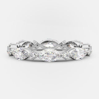 0.50 CT Marquise & Round Shaped Moissanite Alternative Diamond Wedding Band