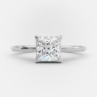 1.5 CT Princess Shaped Moissanite Hidden Halo Engagement Ring