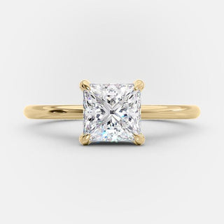 Bague de fiançailles avec halo caché en moissanite de forme princesse de 1,5 ct