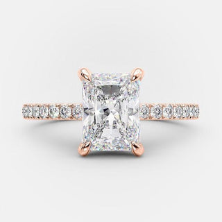 Bague de fiançailles en moissanite avec solitaire taille radiant de 3,51 ct et halo caché