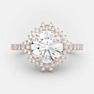 2.0 CT Round Shaped Moissanite Cluster Engagement Ring