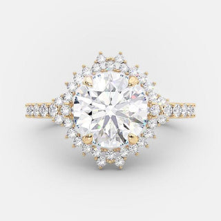 2.0 CT Round Shaped Moissanite Cluster Engagement Ring