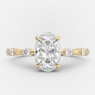 Bague de fiançailles en diamants Moissanite taille ovale allongée de 1,50 ct à 2,50 ct