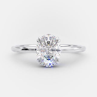 1.33 CT Oval Shaped Moissanite Hidden Halo Engagement Ring