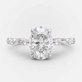 2.1 CT Oval Shaped Moissanite Solitaire Engagement Ring