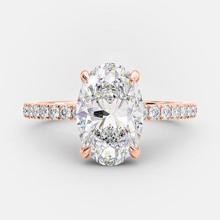 Bague de fiançailles en moissanite à taille ovale et pavée de 4,0 ct