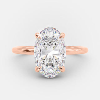 Bague de fiançailles en moissanite de style solitaire à taille ovale de 4,0 ct