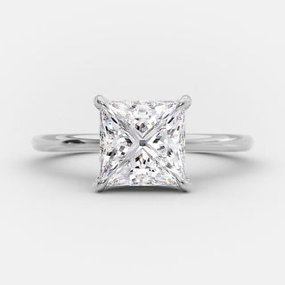 2.08 CT Princess Shaped Moissanite Solitaire Engagement Ring