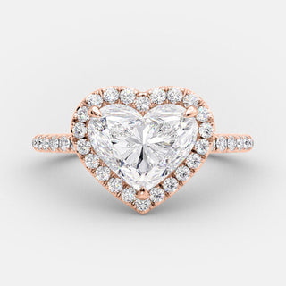 2.0 CT Heart Shaped Moissanite Halo Engagement Ring