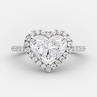 2.0 CT Heart Shaped Moissanite Halo Engagement Ring