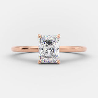 Bague de fiançailles avec halo caché en moissanite de forme radiante de 1,04 ct