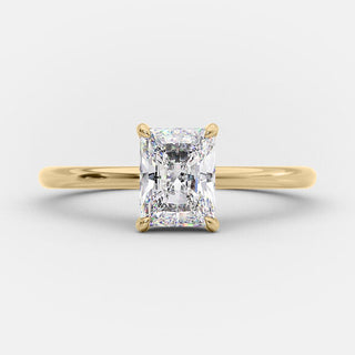 1.04 CT Radiant Shaped Moissanite Hidden Halo Engagement Ring