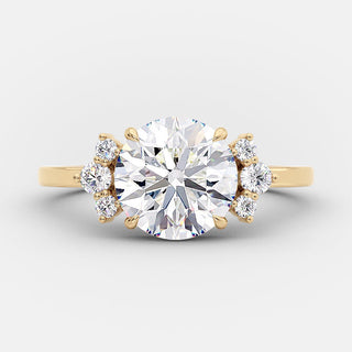 2.0 CT Round Shaped Moissanite Cluster Engagement Ring