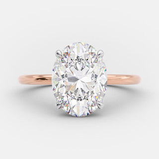 Bague de fiançailles avec solitaire ovale et halo caché en moissanite de 2,72 ct