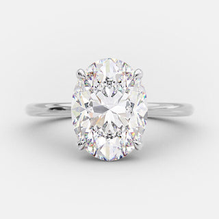 Bague de fiançailles avec solitaire ovale et halo caché en moissanite de 2,72 ct