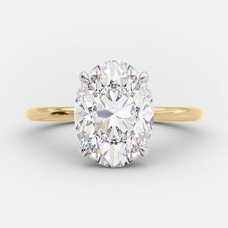 Bague de fiançailles avec solitaire ovale et halo caché en moissanite de 2,72 ct