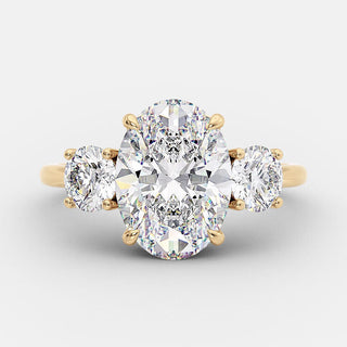 2.1 CT Oval Shaped Moissanite Three Stones Engagement Ring