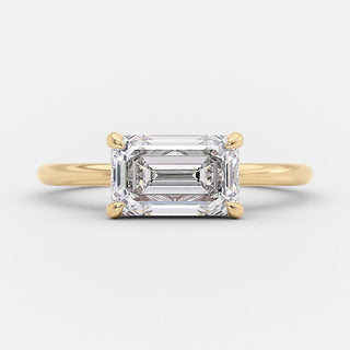 Bague de fiançailles solitaire en moissanite en forme d'émeraude de 1,5 ct