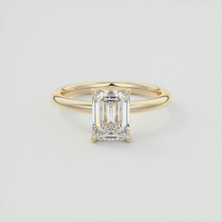 2CT Emerald Cut Moissanite Diamond Solitaire Engagement Ring With Four Prong