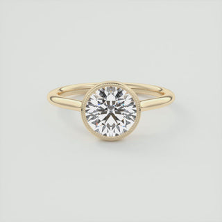 2CT Bezel Set Round Moissanite Solitaire Engagement Ring In14K Solid Gold