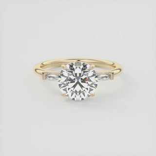 2CT 3 Stone Round Cut Moissanite Solitaire Engagement Ring - ELITE CARAT