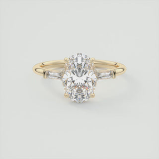 Bague de fiançailles ouverte en diamant moissanite ovale à trois pierres 2CT pour femme