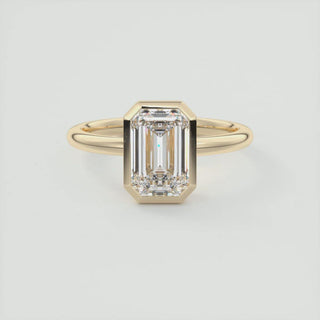 2.15CT Emerald Cut Moissanite Bezel Solitaire Engagement Ring - ELITE CARAT