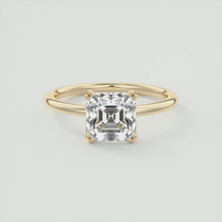 2CT Asscher Double Claw Prong Moissanite Diamond Solitaire Engagement Ring