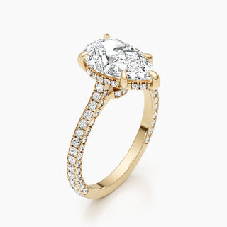 Bague de fiançailles avec diamants sertis pavé et halo caché en forme de poire de 1,50 à 3,50 ct