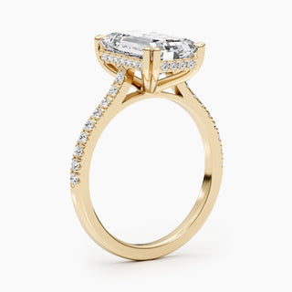 Bague de fiançailles avec diamants pavés d'émeraude de 2,50 à 5,02 ct