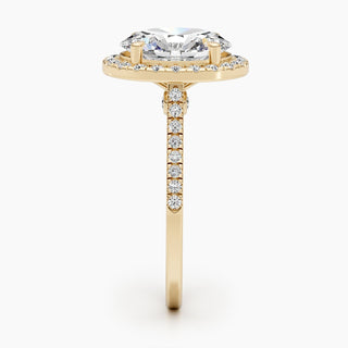 Bague de fiançailles avec halo ovale et pavé de diamants de 1,50 à 3,50 ct